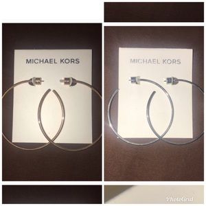 MK Hoop Earrings Silver and Rose Gold